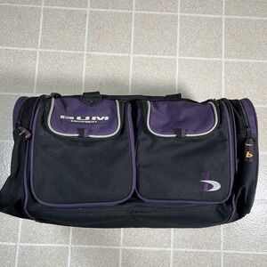 Vintage BUM Equipment Duffle Bag Large Black Purple Overnight Gym Shoulder